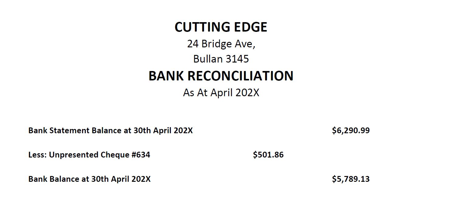 April Bank Reconciliation (
